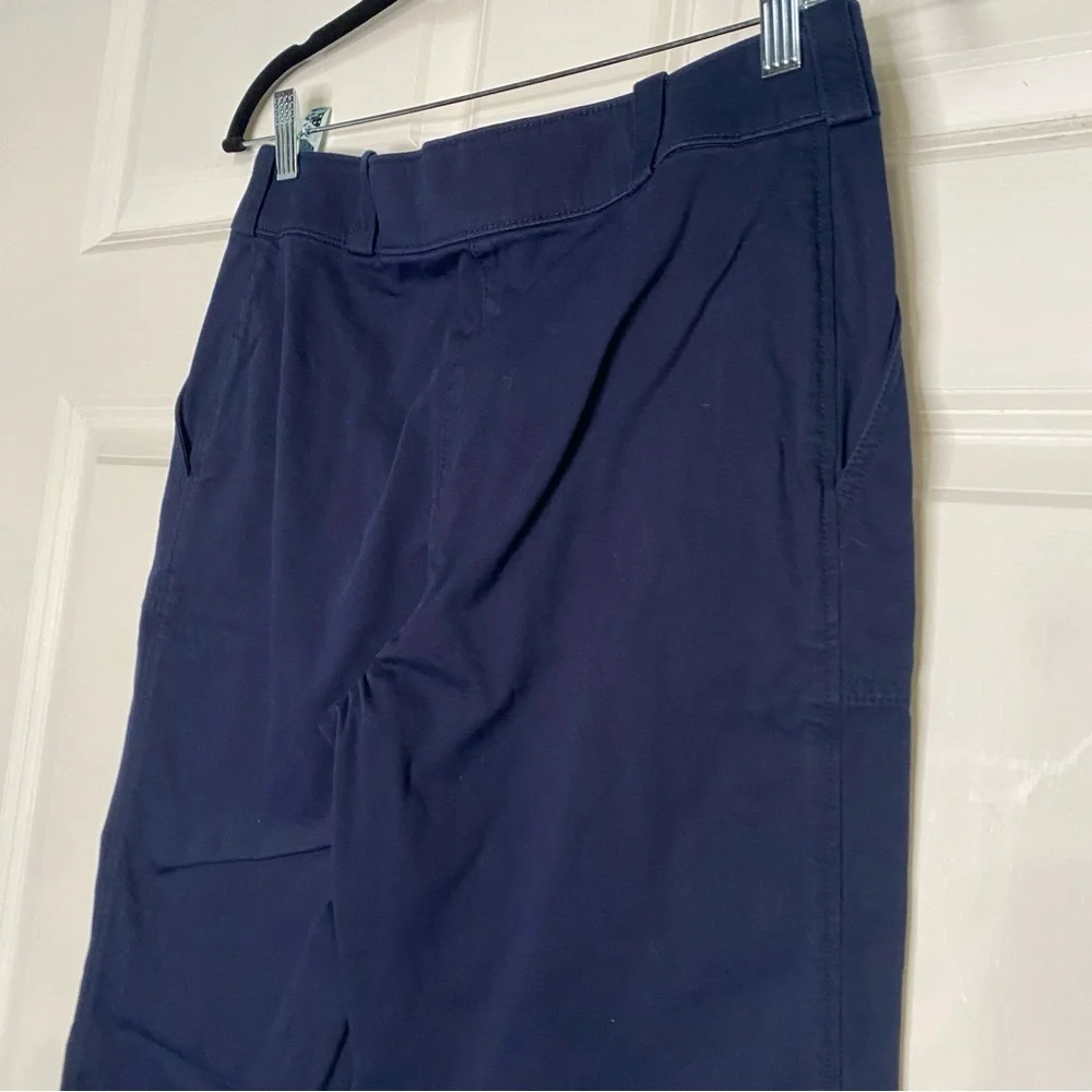 Tory Burch Navy Blue Flared leg Flat Front Gold Button Pants Size 4